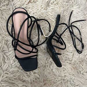 Fashion Nova Black Strappy Heels